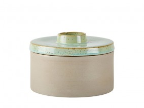 Villa Collection Kameninová váza s víkem Dusty Green 12 cm
