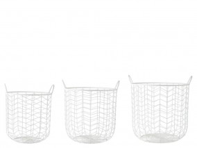Villa Collection Sada úložných košů s ouškem (3 ks) White
