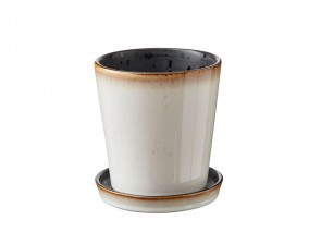 Bitz Květináč s podtáckem 10 cm Cream/Black