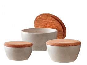 Bitz Sada úložných misek s víkem Matte Cream (3 ks)