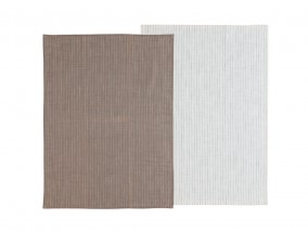 Södahl Kuchyňská utěrka z organické bavlny 50x70 Line Taupe/White (2 ks)