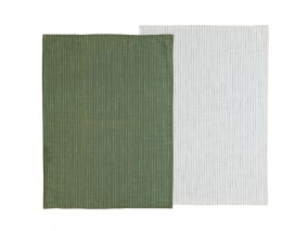 Södahl Kuchyňská utěrka z organické bavlny 50x70 Line Olive/White (2 ks)