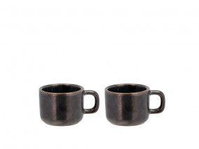 Villa Collection Porcelánový hrnek na espresso Fjord 0,1l Black (sada 2 ks)