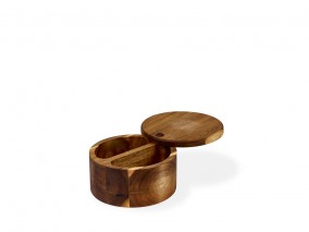 Dvojitá dóza na sůl 12.7 x 7.3 cm Akáciové dřevo