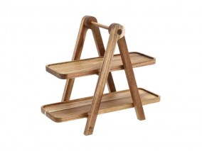 Servírovací akáciový etažér 36 x 18,4 x 30 cm